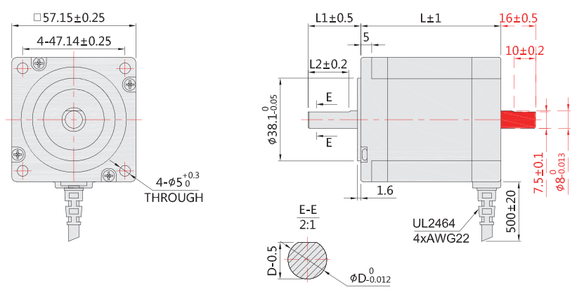 57步進(jìn)電機(jī)外形尺寸圖