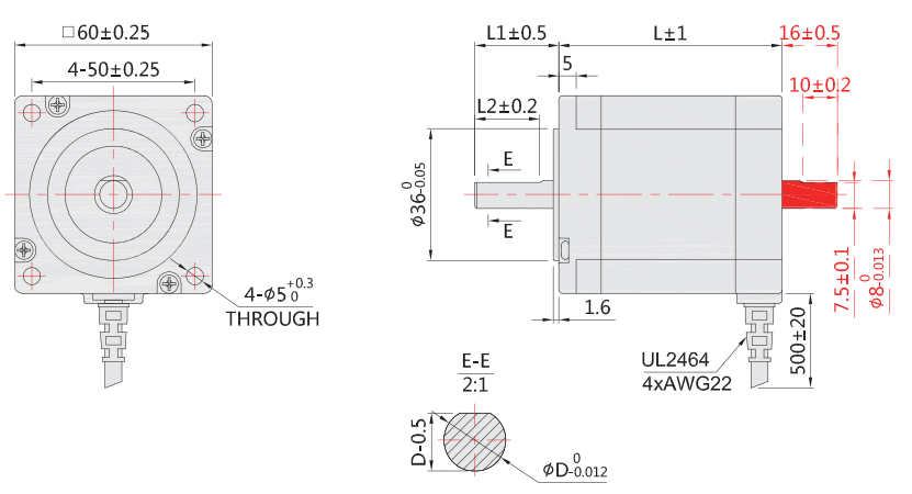 60mm步進電機外形尺寸圖